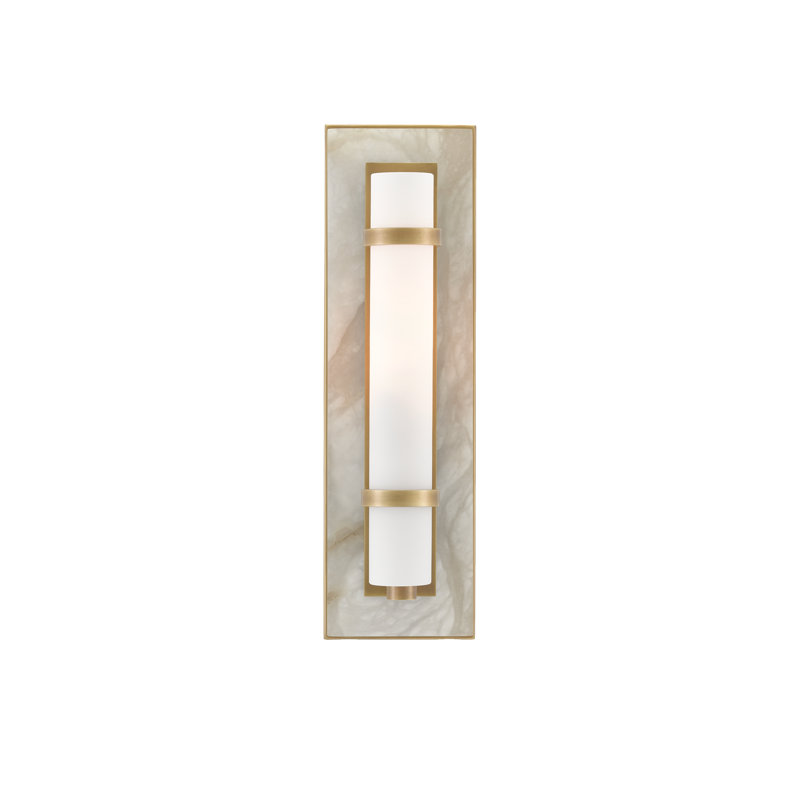 Bruneau 1 - Light Flush Mounted Sconce, Natural Alabaster/Antique Brass