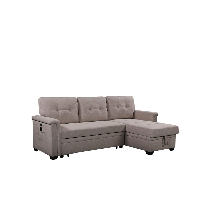 34.35 In. High Sleeper With Storage Chaise And Back 84" Sectional , Gray, Seat & Port