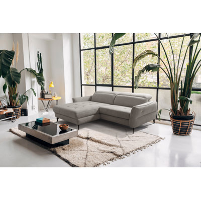 Morpeth Power Reclining Upholstered Corner Sofa in Chenille Fabric with Adjustable Headrests