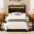 Bed Frame with Adjustable Headboard, Upholstered Bed with Power Outlets & RGB LED Lights-883124792-883124793-904123507