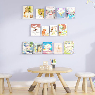 18 Pack Clear Acrylic Vinyl Record Wall Mount Shelves, Floating Display Holder For Album Storage, Books, Magazines, Picture Frames And Home Decor