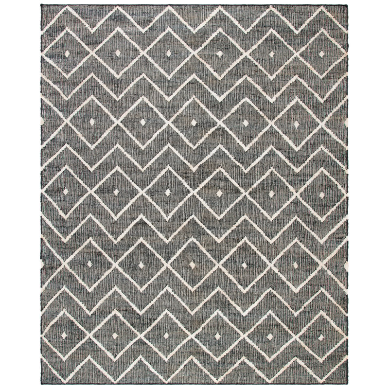 Furman Kilim Geometric Hand-Loomed Natural/Charcoal Area Rug, Rectangle 9' x 12'