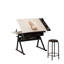 Bureau de dessin réglable avec 2 tiroirs pour bureau à domicile et école avec tabouret-414762978