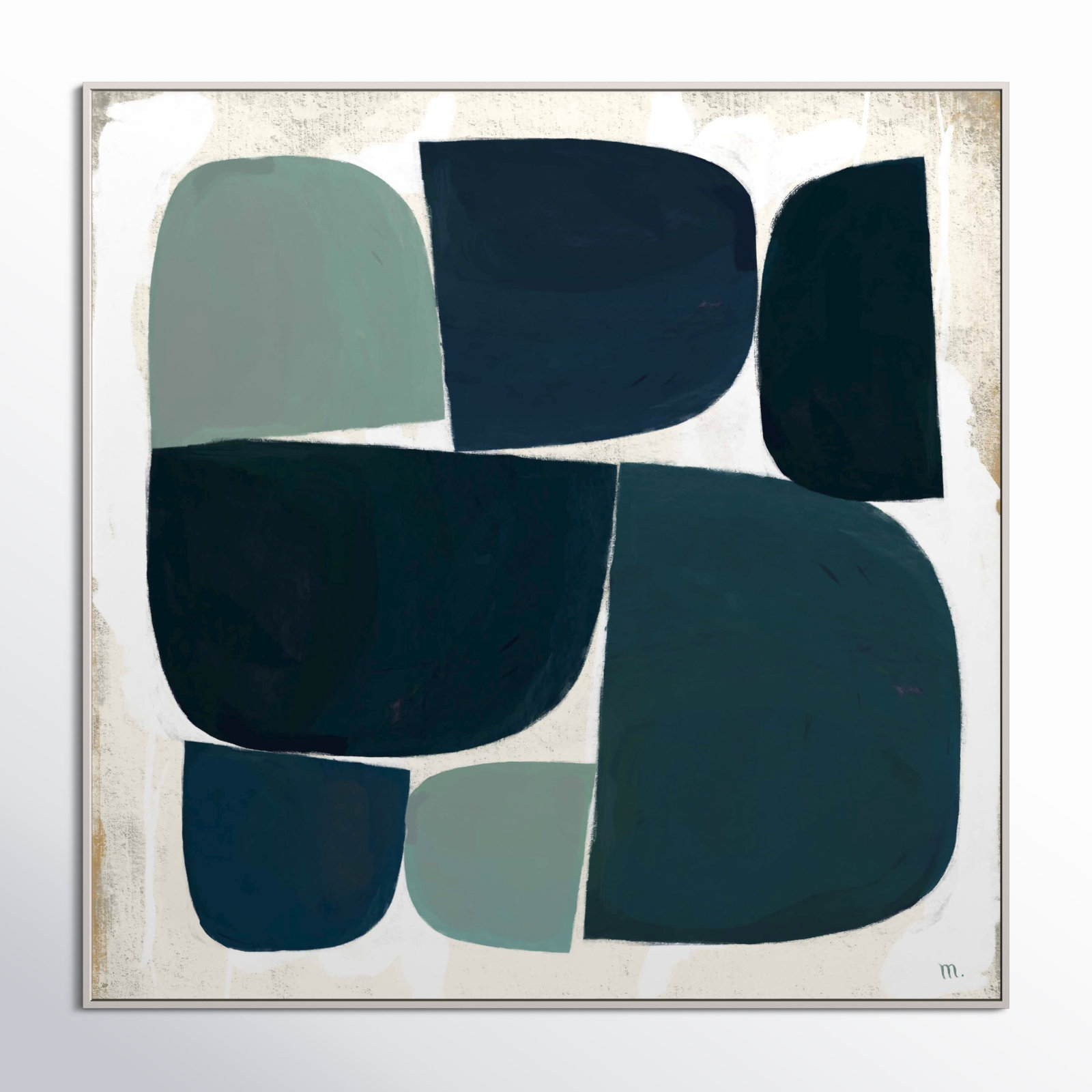 Ziti "Composizione di Forme Blue Black" Print, 44" H x 44" W x 1.25" D, White Single Structure Framed Canvas