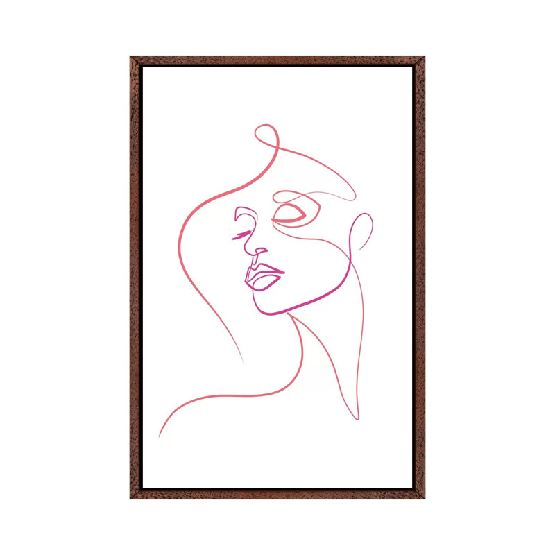 Femme Face I by Dane Khy - Print on Canvas, 101.6cm H x 66.04cm W x 3.81cm D, Classic Brown Wood Framed