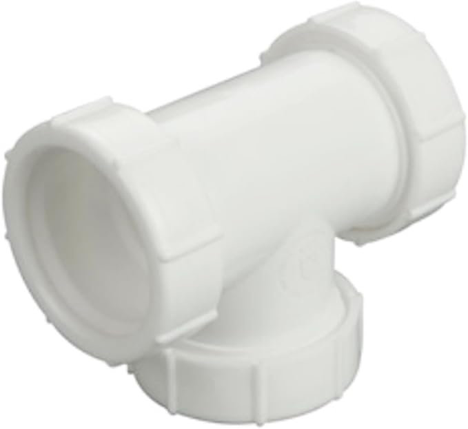 Plastic 3 Way End Outlet Tee 1-1/2" White for Kitchen Sink