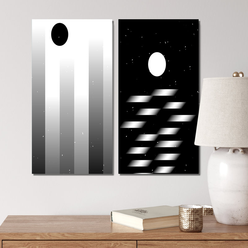«Three Aesthetic Geometric Elementary I», ensemble de 2 impressions, Toile tendue, H 20 po x l 24 po x P 1 po