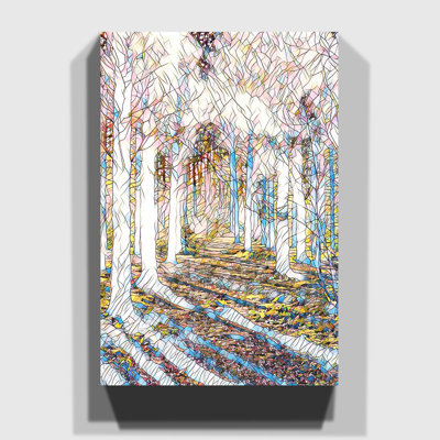Sunlight Forest Woodland Landscape 1 - Wrapped Canvas