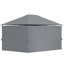 Gazebo de terrasse extérieure 3 m x 4 m avec structure en acier et rideaux, gris-113651719