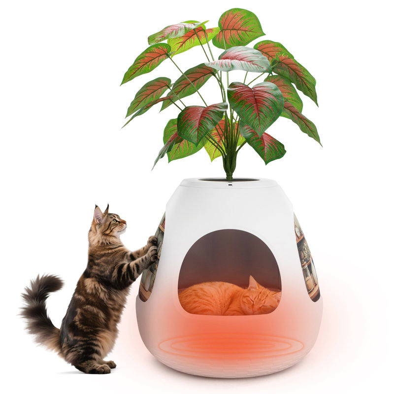 Maison pour chat chauffée avec purificateur d'air, Blanc