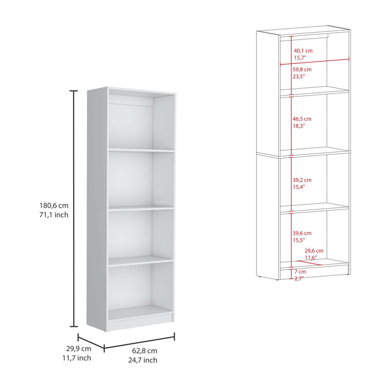 Cernobbio Standard Bookcase,  71.17" H x 74.1" W x 11.77" D  , White