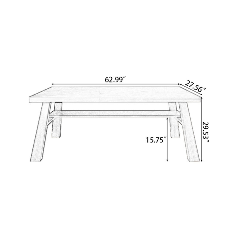 Bureaux rectangulaires en bois massif brun clair, H 29,53 po x l 62,99 po x P 27,56 po