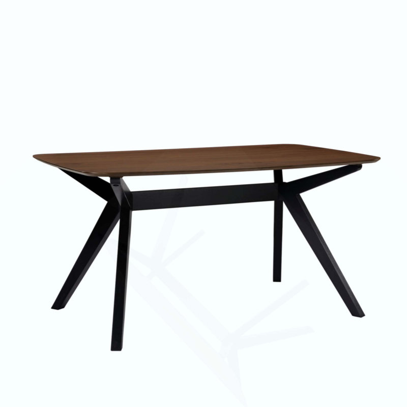 Élégante table de salle à manger en bois avec des pieds en bois d'hévéa durables, parfaite pour les espaces de salle à manger modernes et élégants.