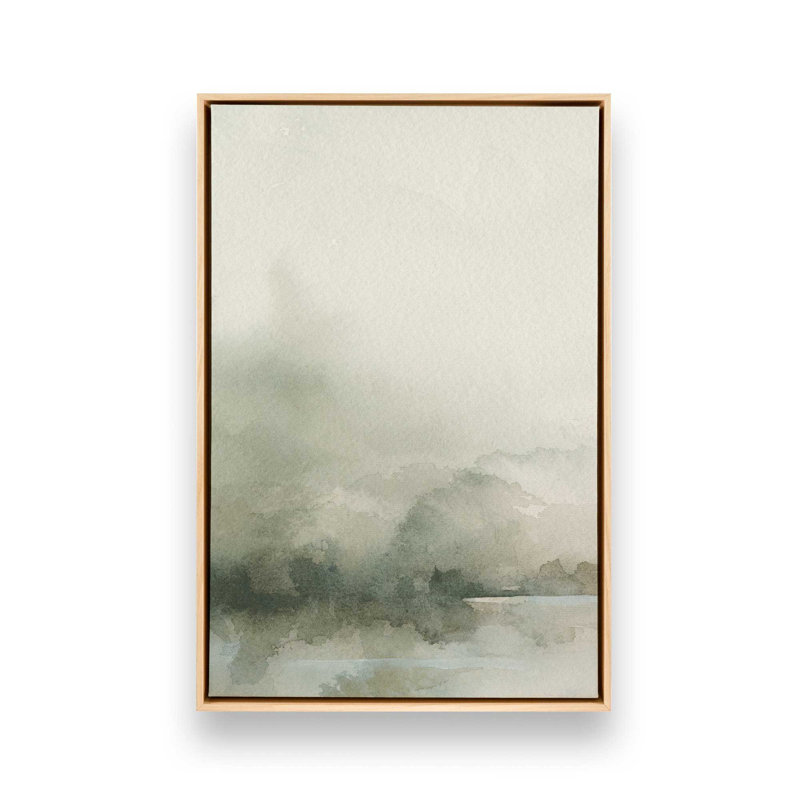 Muted Green Tranquility I Canvas Print, 18.75" H x 12.75" W x 1.75" D, American Maple Floater Framed