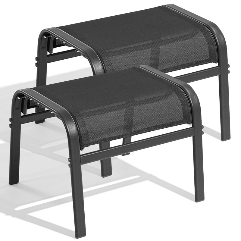 Ensemble de 2 repose-pieds d'extérieur empilables Wittig, Noir