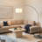 Mason 81" Modern Adjustable LED Arc Floor Lamp with Silver Finish, Fabric Drum Shade, and Weighted Marble Base, Bulb Included-62954051