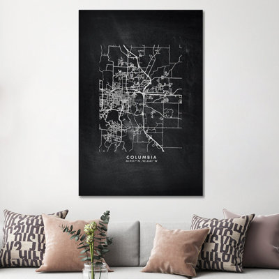 Columbia City Map Chalkboard Style by WallDecorAddict - Gallery-Wrapped Canvas Giclée on Canvas