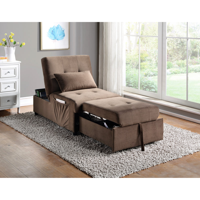 Banc à plateau relevable moderne avec lit escamotable et pochette de rangement - Bois de velours brun, Brown