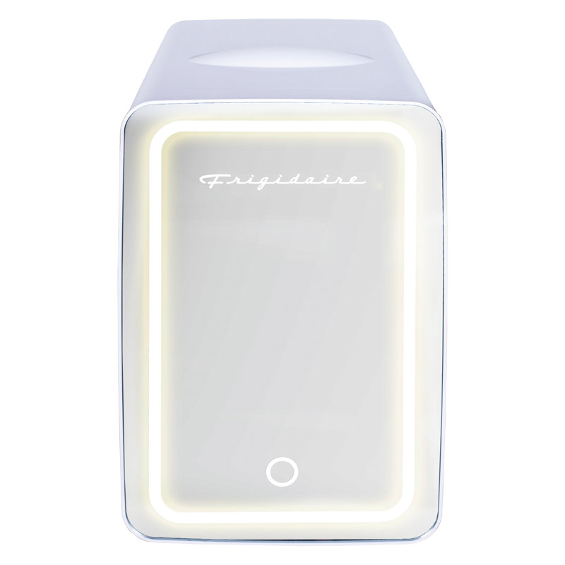 Compact White Thermoelectric Mini Fridge with Lighted Mirror