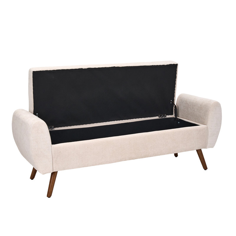 Chenille Upholstered Bench with Flip Top
