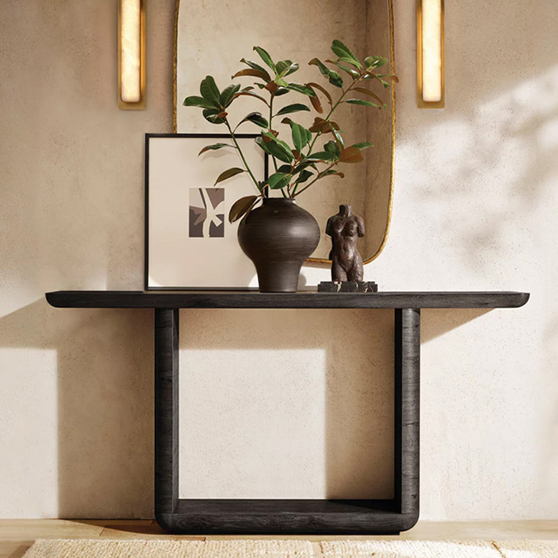 Console américaine simple de style rétro, Noir, H 33,9 po x l 71,7 po x P 15,7 po