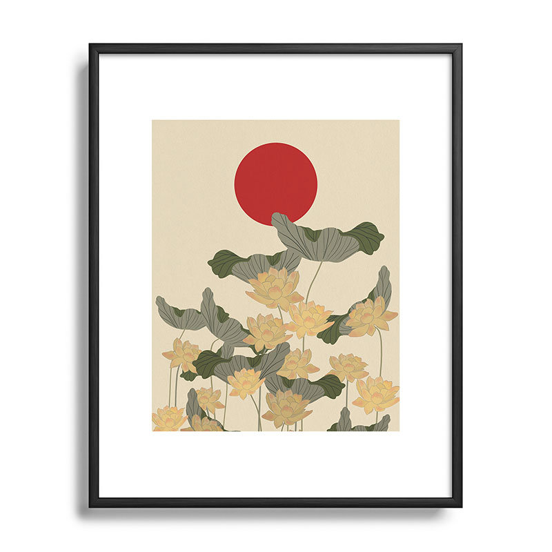 Red Sunset Japon encadré sur papier, Noir, H 10 po x l 8 po