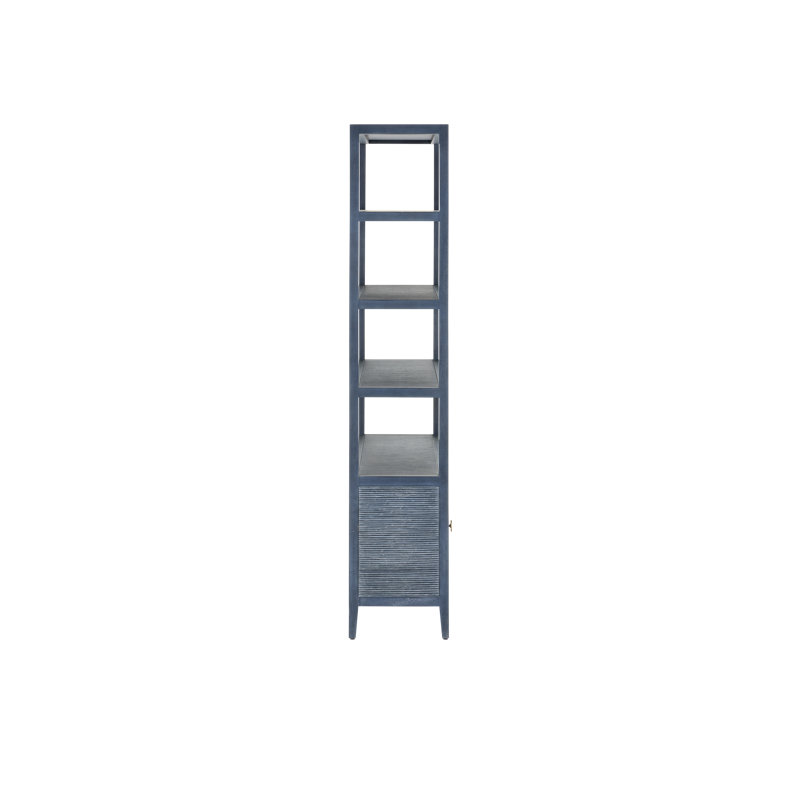 Santos Solid Wood Etagere Bookcase, Vintage Navy
