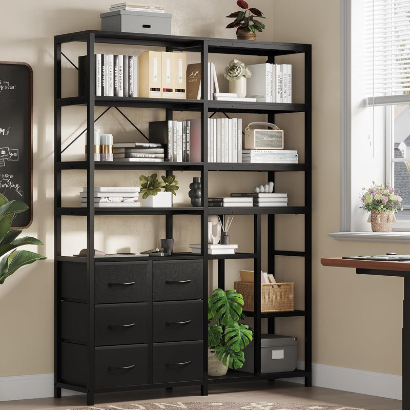 Bookcase With Six Drawers, Black