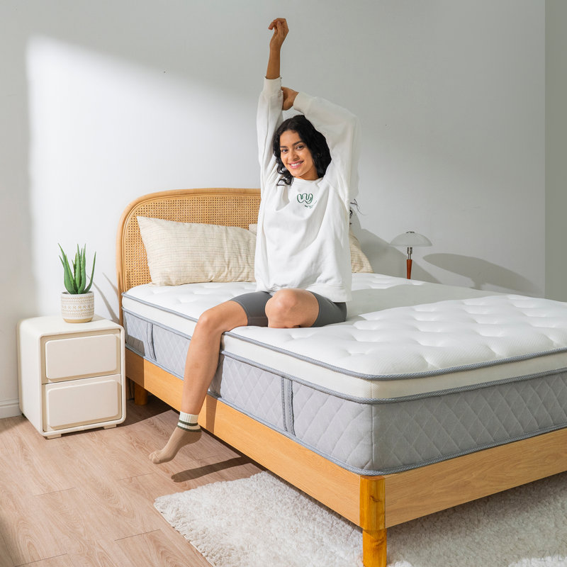 Matelas hybride à ressorts ensachés en mousse viscoélastique respirante, Lit double, 11.81"
