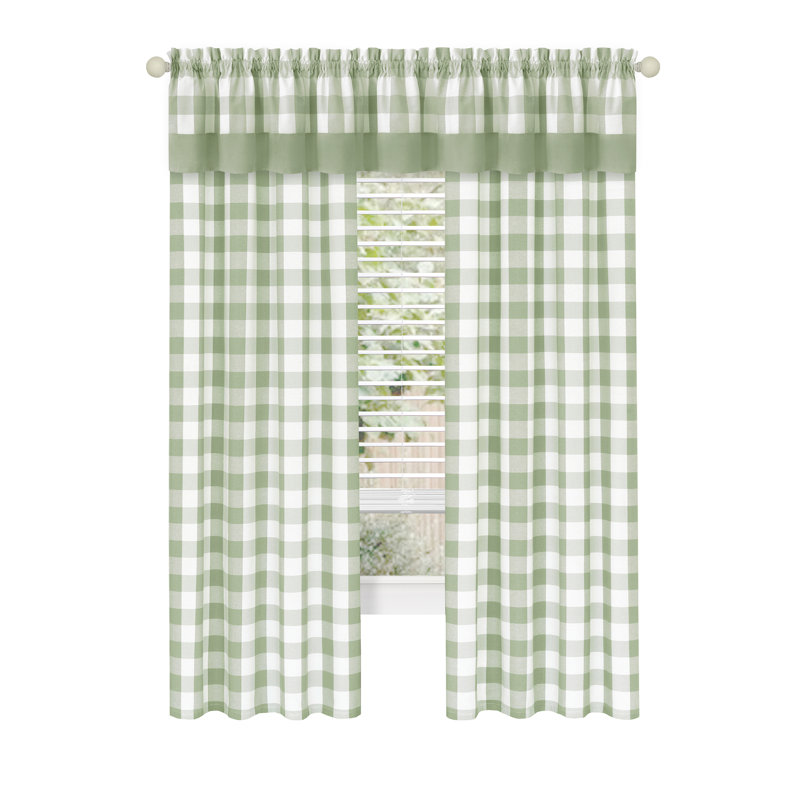 Paire de rideaux semi-transparents avec passe-tringle Jazzy, Vert clair