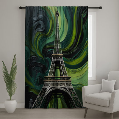 Eiffel Tower Window Curtains, Architecture Sheer & Blockout Curtains - 1 Panel