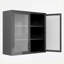 Cabinets à fixation murale / comptoir de style rétro avec portes en verre Hazy 2 tablettes réglables l 31,5 po x P 11,8 po x H 30 po | Noir | Acier