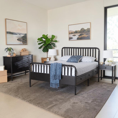 Ensemble de chambre à coucher complet 4 pièces Peabody, noir