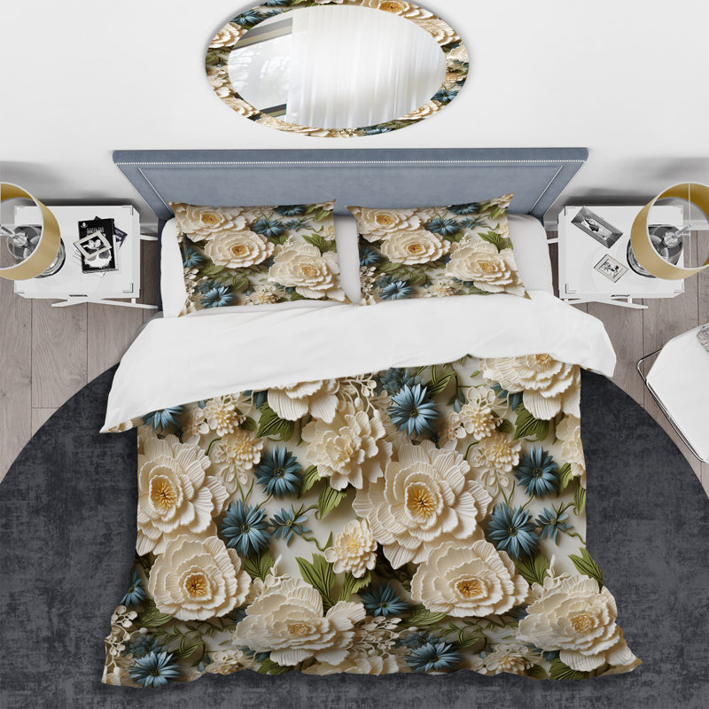 Ensemble de housse de couette blanc rétro, Housse de couette pour très grand lit et 2 très
