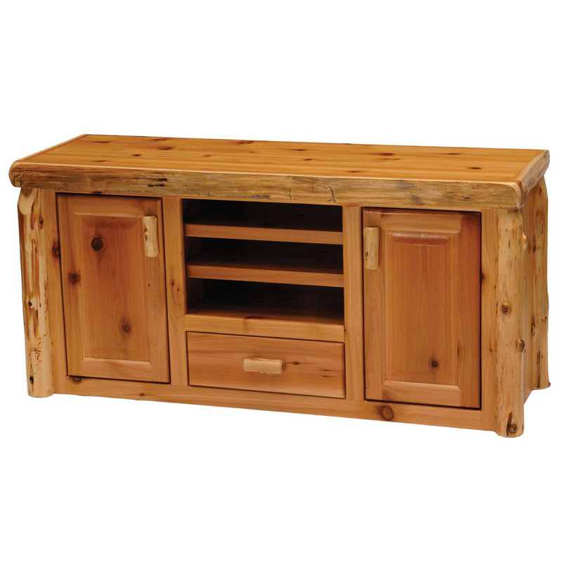 Fireside Lodge Cedar Log Entertainment Center - Natural
