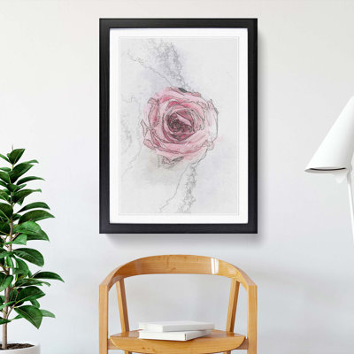 Lone Pink Rose Abstract Art - Picture Frame Graphic Art Print