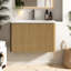 Meuble-lavabo moderne en bois de chêne avec lavabo en céramique, mural pour une salle de bain peu encombrante