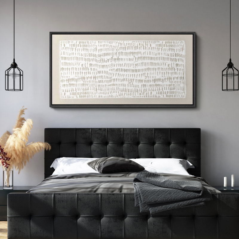 Minimalist Geometric Pattern in Neutral Tones Modern Art, 30" H x 60" W, Black