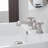 8 In. Widespread Double Handle 3 Hole Bathroom Faucet Water-Saving With Metal Drain -113442564