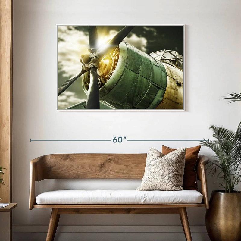 Vue du ciel de l'ancien avion, Cadre flottant blanc, 43 po x 29 po