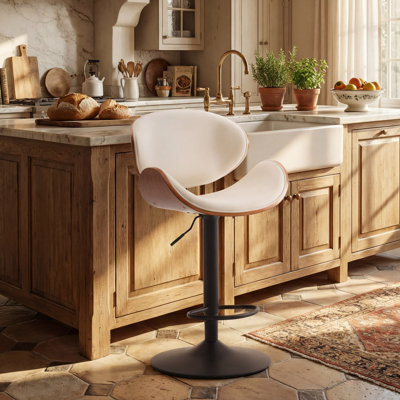 Swivel Adjustable Height Bar Stools PU Leather Counter Stools With Bentwood Back For Bar, Kitchen And Dining Room