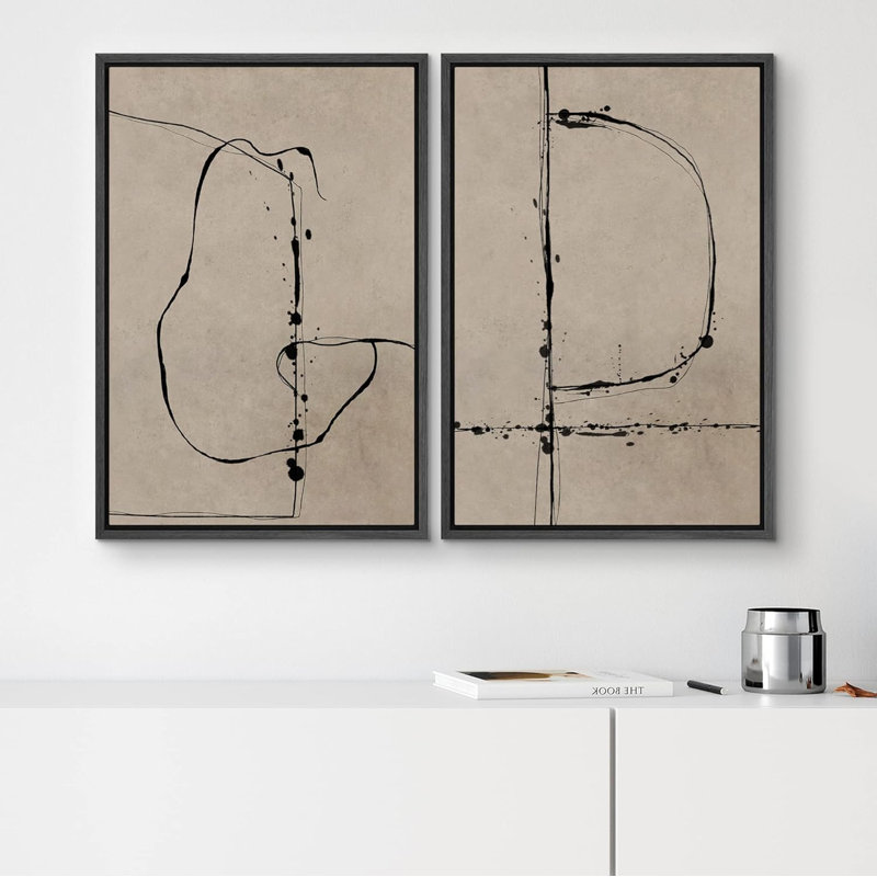 Grunge - Ensemble de 2 reproductions encadrées sur toile, Noir, H 24 po x l 16 po