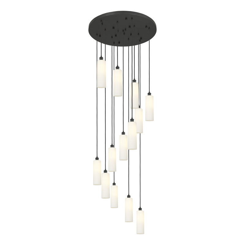 Caius - Luminaire suspendu à cordon 32 lumières 13 po, Nickel poli, Blanc
