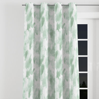 Modern Window curtains - Scandinavian Green Notes Of Abstract Grommet Curtain - 1 Panel