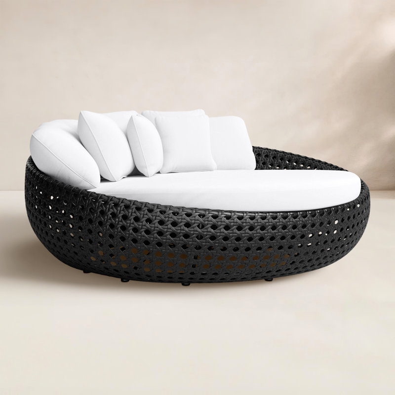 Claymore 82.5" Wide Outdoor Wicker Patio Daybed with Sunbrella Cushions