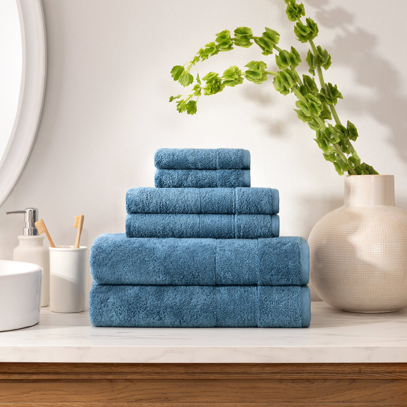 Aston & Arden Turkish 6 Piece Bathroom Towel Set, Copen Blue