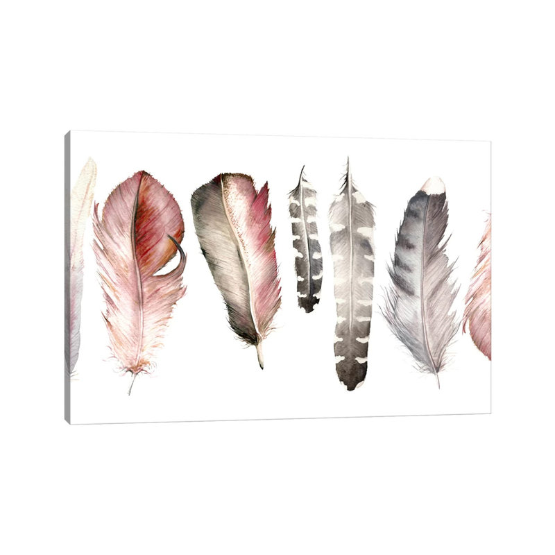 Pink Feathers 1 Piece Wrapped Canvas Painting, 20.32 cm H x 30.48 cm W