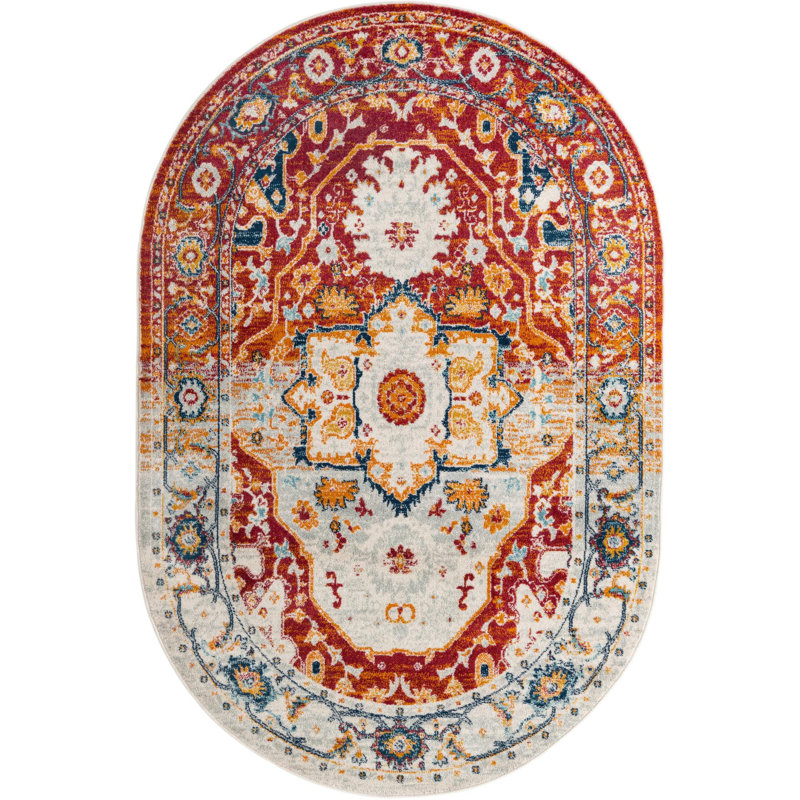 Ikat Indoor Rug, Oval 5'3" x 8'