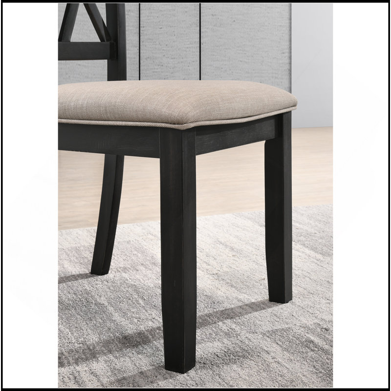 Indvale Cross-Buck Wood 5-Piece Dining Set In Black, Black