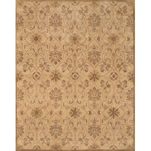 Talmo Floral Handmade Tufted Wool Light Gold Area Rug